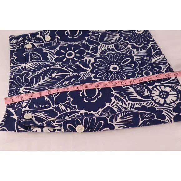 Talbots Navy & White‎ Floral Print High-Waisted Side Button Skirt Size 6 Petite - Picture 12 of 12